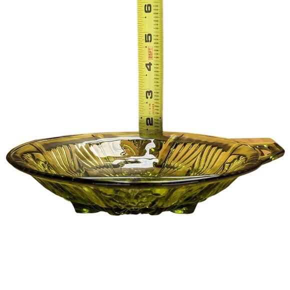 Vintage Divided Indiana Glass Side Condiment Vegetable Dish Plate Green Retro - Picture 7 of 16